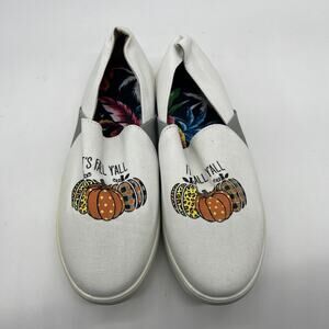 Pumpkin Fall Sneakers Trendy Loafers Slip on Shoes White Size 10US / 42CN